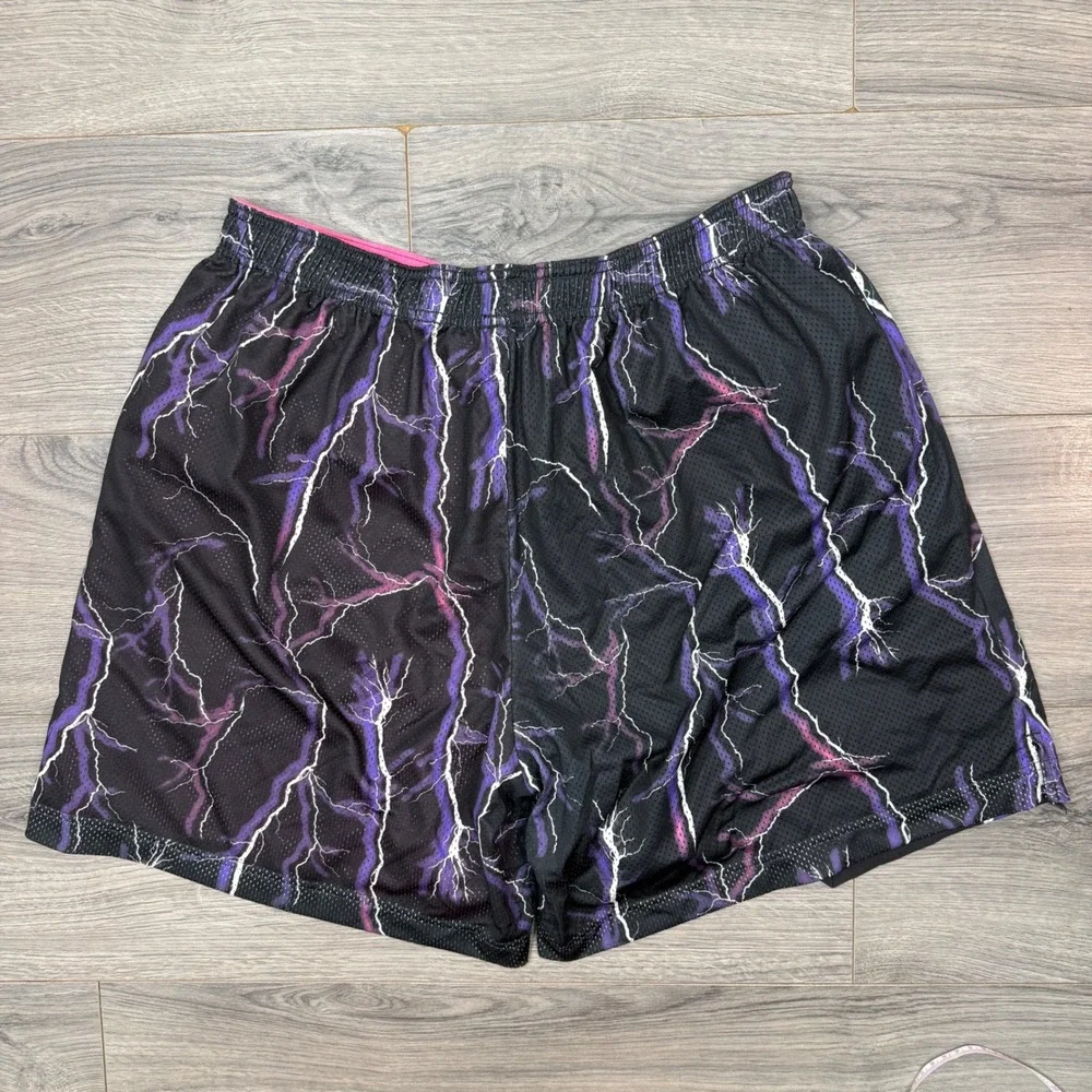 Men's Nike Basketball Shorts Medium Pink Black Lightning Mesh Reversible Pockets